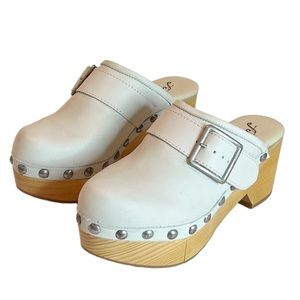 Free People Clogs Culver City Leather Studded Heeled Boho Casual Size 36/6 US